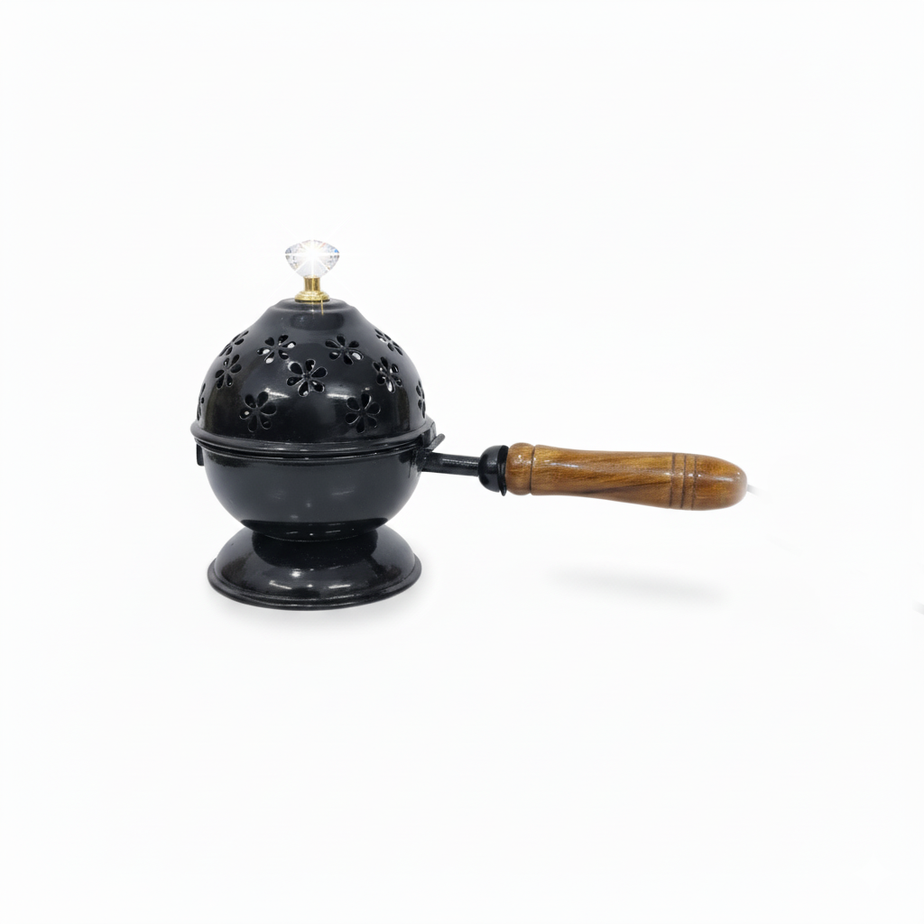 Handheld Loban / Dhoop Burner (Dhuni) with Wooden Handle for Home Purification