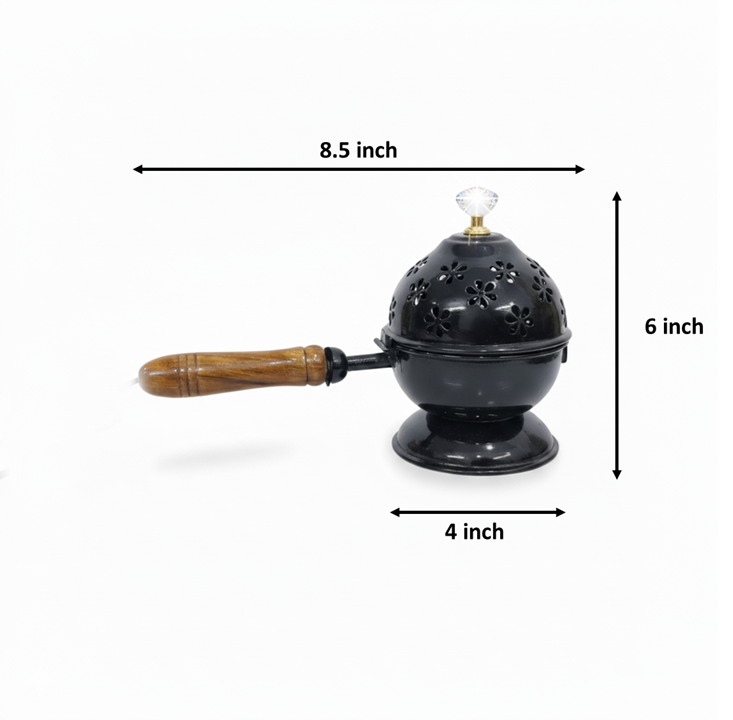 Handheld Loban / Dhoop Burner (Dhuni) with Wooden Handle for Home Purification